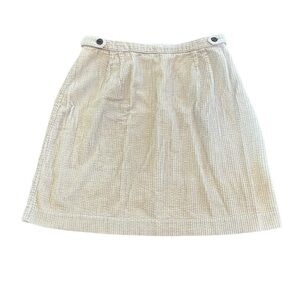 J JILL Women's 12 Beige Tan Corduroy Side‎ Zip Button Mini Skirt Fall Prep